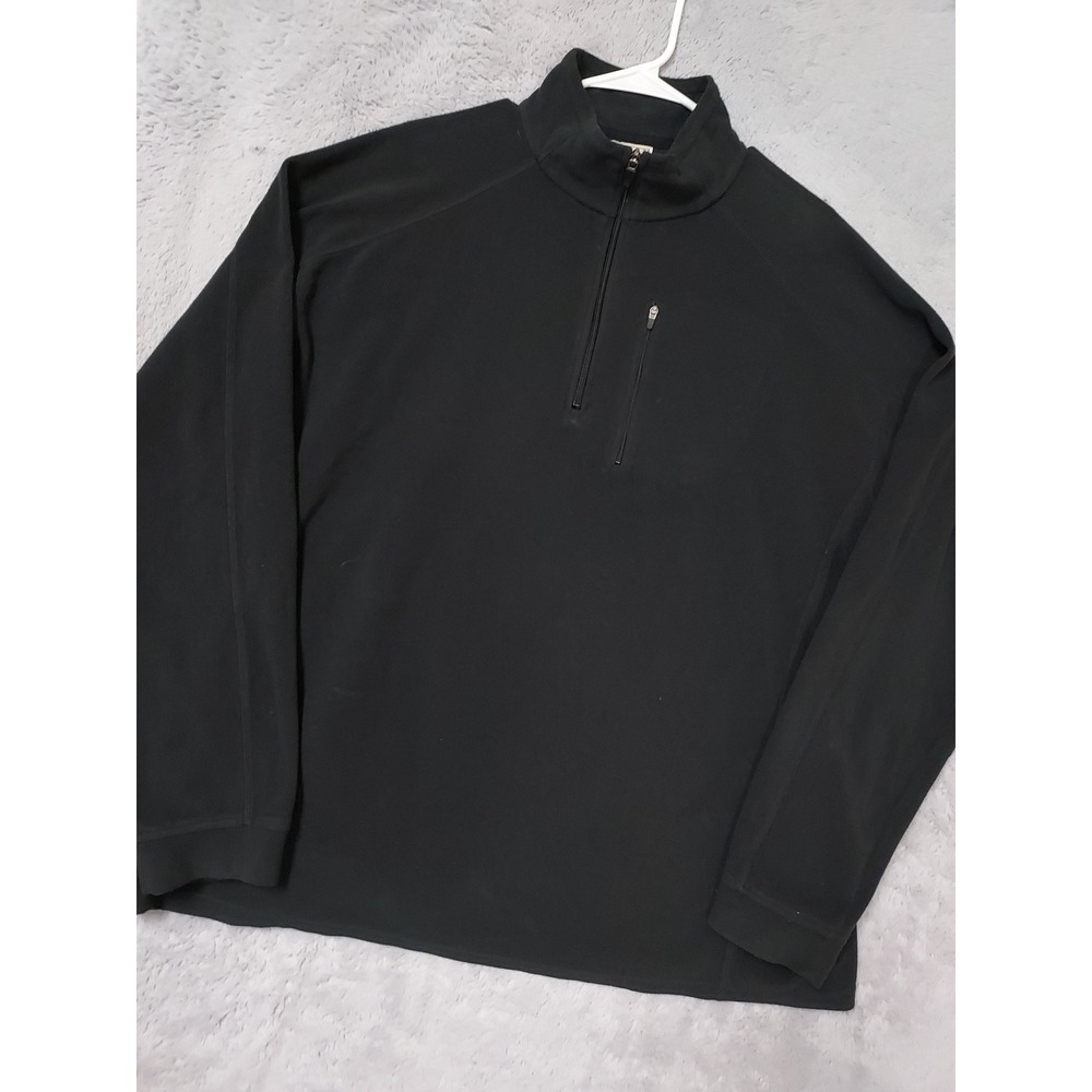LL Bean Pullover Men XXL Tall 2XLT Fleece Quarter Zip Pocket Black Hiking Casual